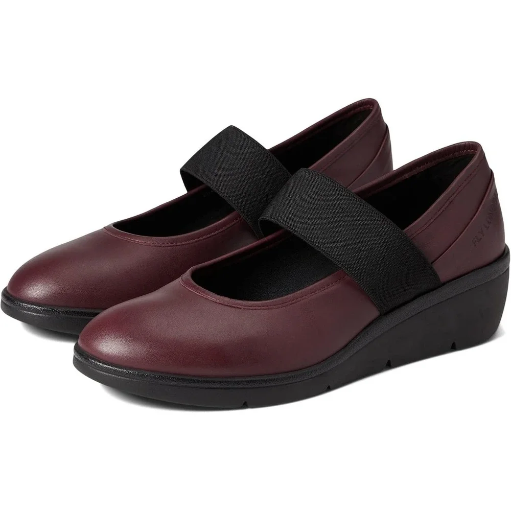 Fly London Womens Burgundy Leather Mary Jane Wedge Shoes 601547005 Size 39